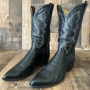 Tony Lama Vintage Classic Black Western Cowboy Boots Mens 11.5 D